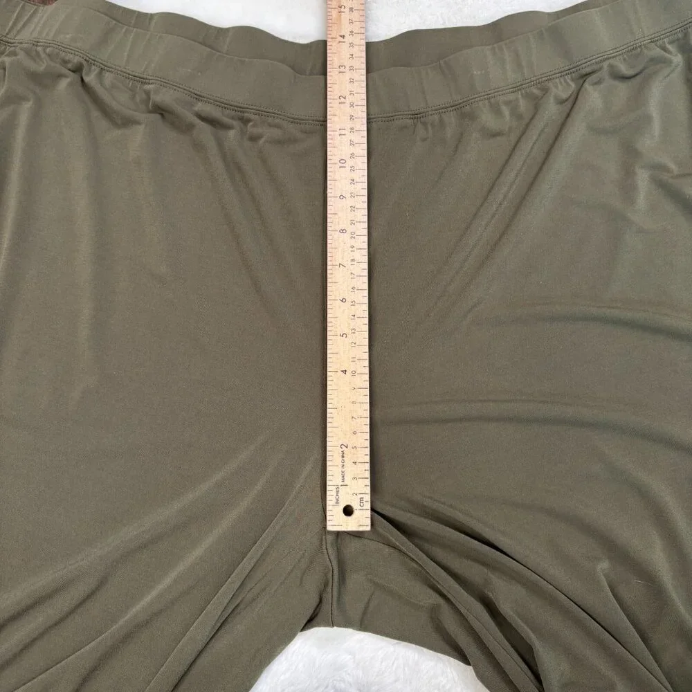 Susan Graver Pull-On Pants 3XT Olive Green Straight Leg Elastic Waist Stretch - Picture 8 of 11